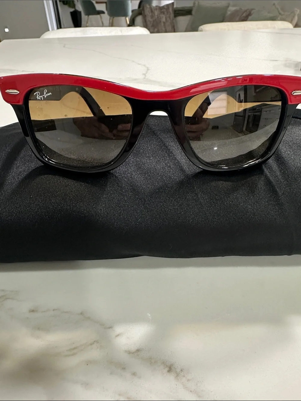 Ray-Ban Two-Tone Red and Black Wayfarer Sunglasses with Gradient Lenses